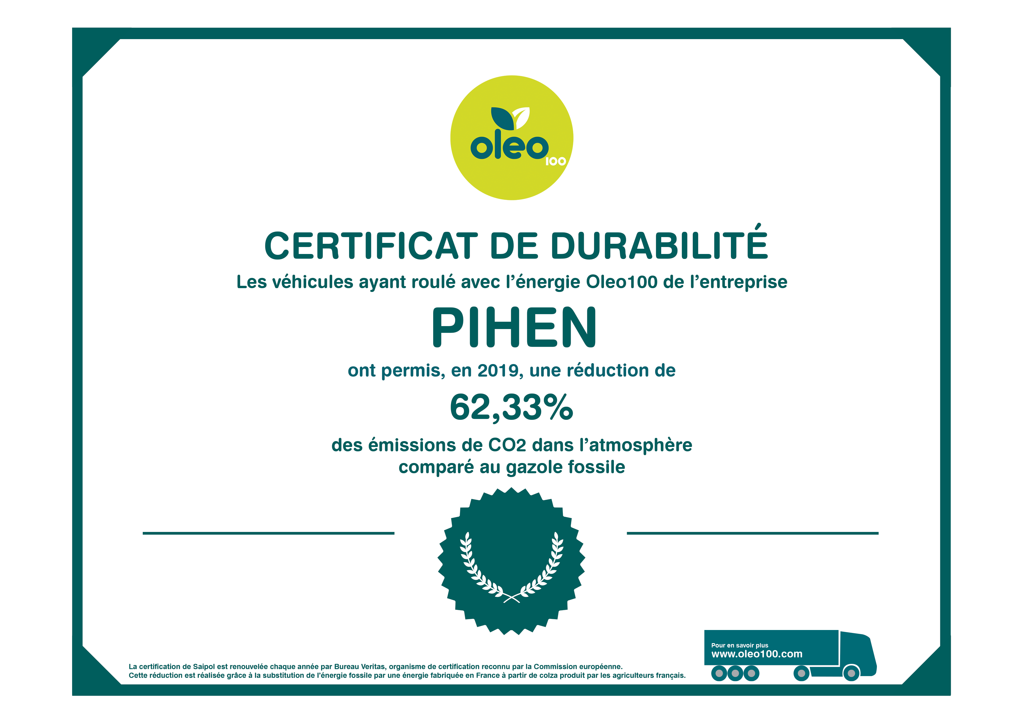 Certificat de Durabilité PIHEN