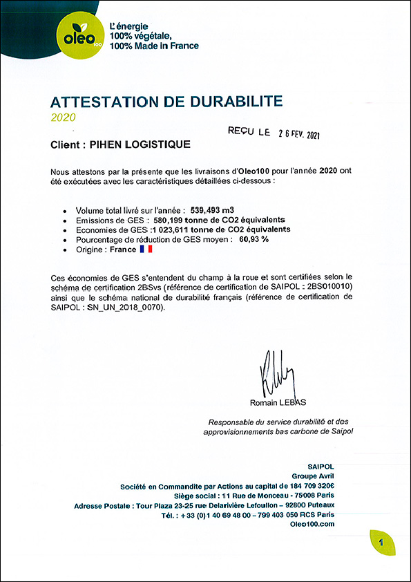 Pihen-Logistique-Attestation-Durabilite-2021
